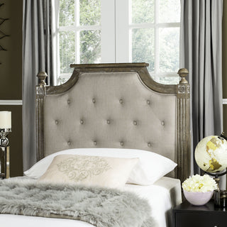 Safavieh Rustic Wood Taupe Tufted Linen Twin Headboard Bedding 