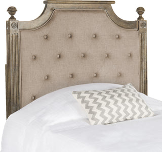 Safavieh Rustic Wood Taupe Tufted Linen Twin Headboard Bedding 