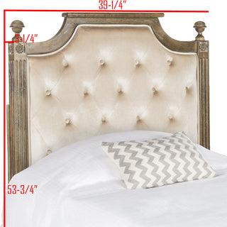 Safavieh Rustic Wood Beige Tufted Velvet Twin Headboard Bedding 