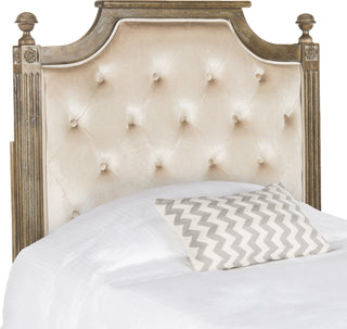 Safavieh Rustic Wood Beige Tufted Velvet Twin Headboard Bedding 