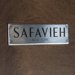 Safavieh Julian Faux Ostrich Tray Ottoman/Coffee Table Cream and Espresso Furniture 