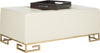 Safavieh Julian Faux Ostrich Tray Ottoman/Coffee Table Cream and Espresso Furniture 