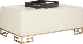 Safavieh Julian Faux Ostrich Tray Ottoman/Coffee Table Cream and Espresso Furniture 