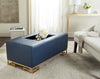 Safavieh Julian Faux Ostrich Tray Ottoman/Coffee Table Navy and Espresso Furniture 