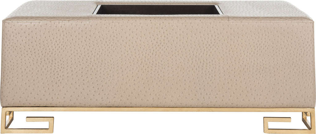 Safavieh Julian Faux Ostrich Tray Ottoman/Coffee Table Taupe and Espresso Furniture main image
