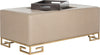 Safavieh Julian Faux Ostrich Tray Ottoman/Coffee Table Taupe and Espresso Furniture 