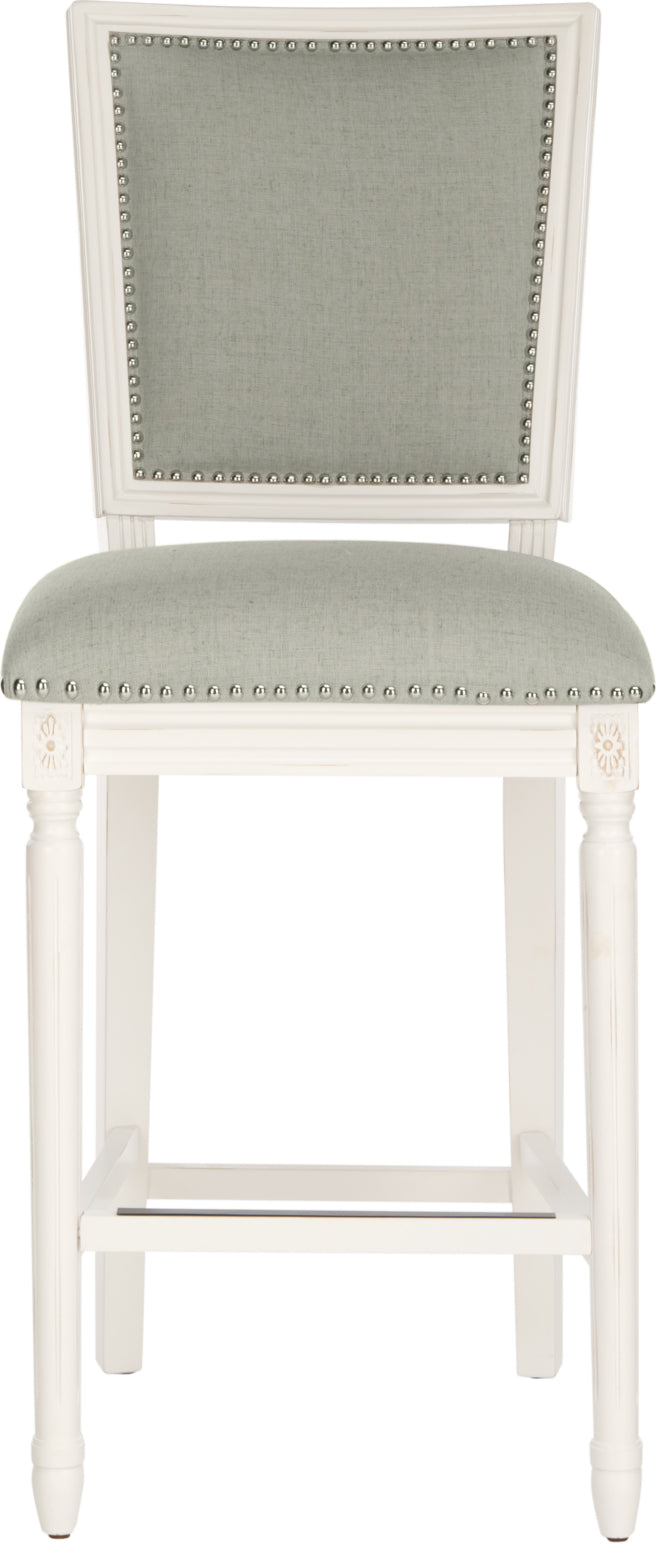 Safavieh Buchanan Rectangle Bar Stool Light Grey and Cream Distressed White Furniture main image