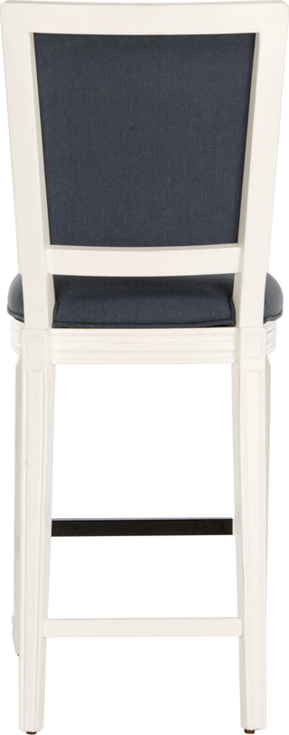 Safavieh Buchanan Rectangle Bar Stool Navy and Distressed White Furniture 