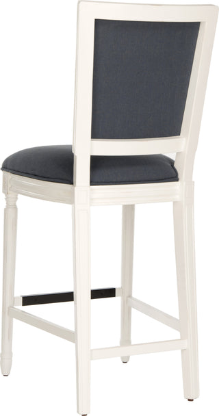 Safavieh Buchanan Rectangle Bar Stool Navy and Distressed White Furniture 