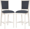 Safavieh Buchanan Rectangle Bar Stool Navy and Distressed White  Feature