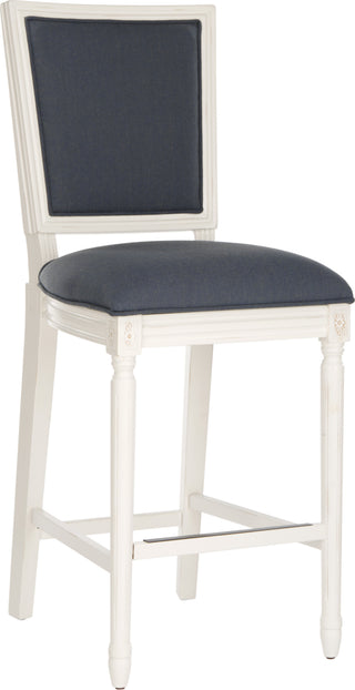 Safavieh Buchanan Rectangle Bar Stool Navy and Distressed White Furniture 