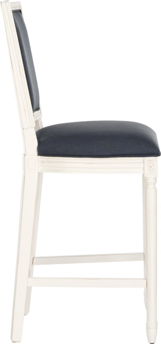 Safavieh Buchanan Rectangle Bar Stool Navy and Distressed White Furniture 