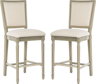 Safavieh Buchanan Rectangle Bar Stool Light Beige and Rustic Grey Furniture 