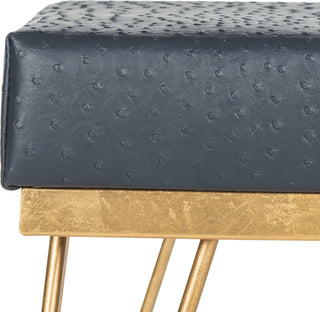 Safavieh Jenine Faux Ostrich Square Bench Navy Furniture 