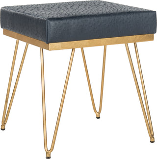 Safavieh Jenine Faux Ostrich Square Bench Navy Furniture 