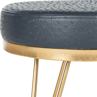 Safavieh Jenine Faux Ostrich Round Bench Navy Furniture 