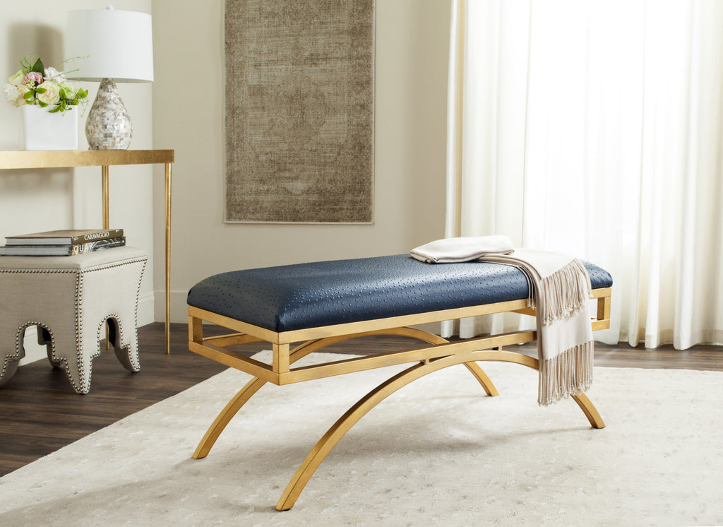 Safavieh Moon Arc Bench Navy and Gold Furniture  Feature