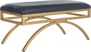 Safavieh Moon Arc Bench Navy and Gold Furniture 