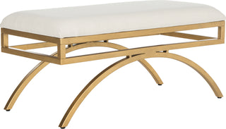 Safavieh Moon Arc Linen Bench Light Beige and Gold Furniture 