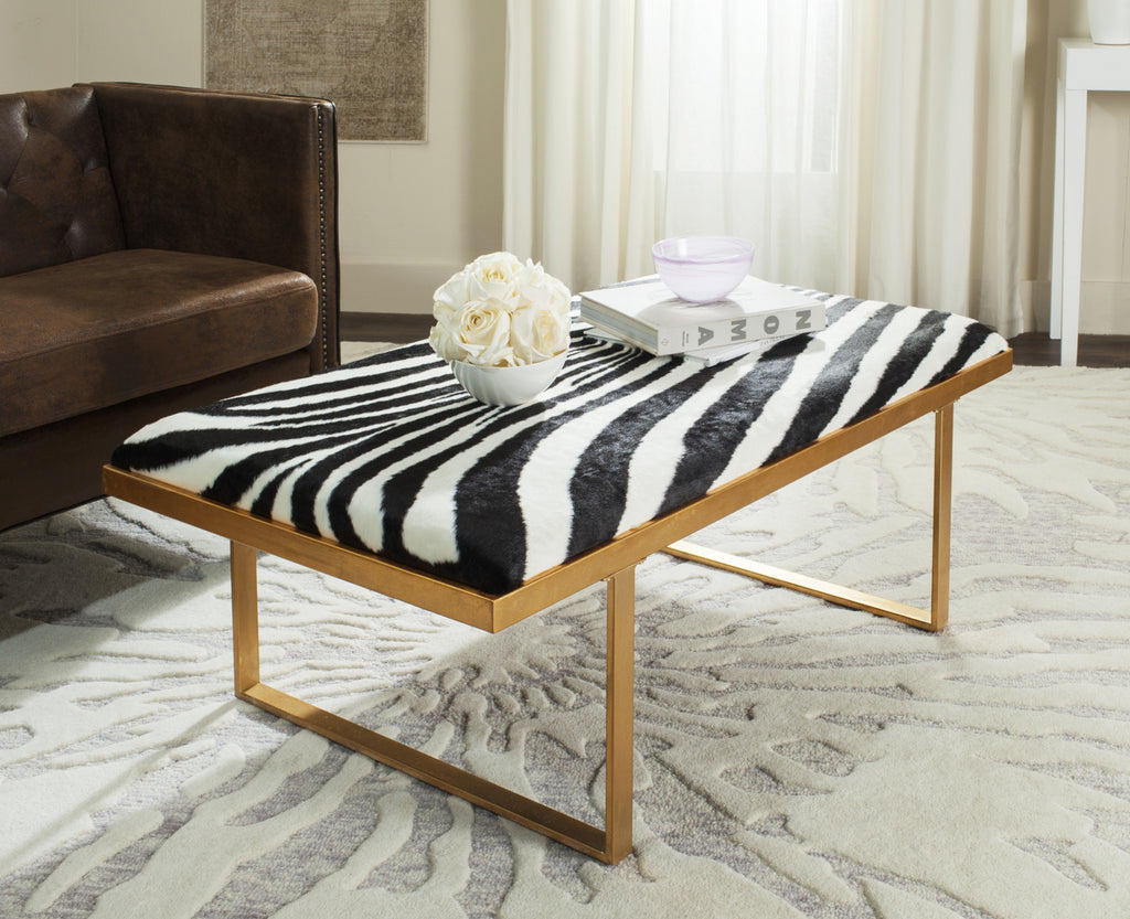 Safavieh Millie Loft Bench/Coffee Table Zebra and Gold  Feature