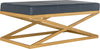 Safavieh Alexes Faux Ostrich Bench Navy and Gold Furniture 