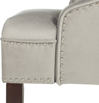 Safavieh Zoey Velvet Settee With Silver Nailheads Grey and Espresso Furniture 