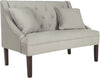 Safavieh Zoey Velvet Settee With Silver Nailheads Grey and Espresso Furniture 
