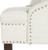Safavieh Zoey Linen Settee With Silver Nailheads Light Beige and Espresso Furniture 