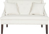 Safavieh Zoey Linen Settee With Silver Nailheads Light Beige and Espresso Furniture main image