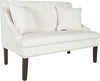 Safavieh Zoey Linen Settee With Silver Nailheads Light Beige and Espresso Furniture 