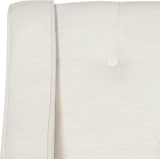 Safavieh Zoey Linen Settee With Silver Nailheads Light Beige and Espresso Furniture 