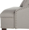Safavieh Zoey Linen Settee With Silver Nailheads Taupe and Espresso Furniture 