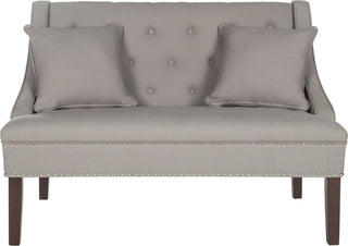 Safavieh Zoey Linen Settee With Silver Nailheads Taupe and Espresso Furniture main image