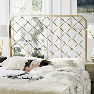 Safavieh Stitch Gold Metal Mesh Headboard Antique Furniture  Feature