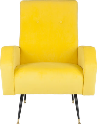 Safavieh Aida Velvet Retro Mid Century Accent Chair Yellow Furniture main image