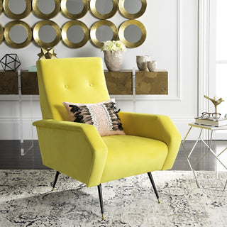 Safavieh Aida Velvet Retro Mid Century Accent Chair Yellow  Feature