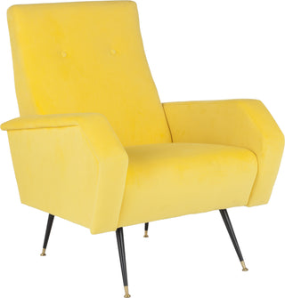 Safavieh Aida Velvet Retro Mid Century Accent Chair Yellow Furniture 