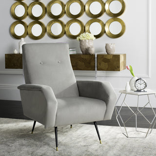 Safavieh Aida Velvet Retro Mid Century Accent Chair Grey  Feature