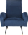 Safavieh Aida Velvet Retro Mid Century Accent Chair Navy Furniture main image