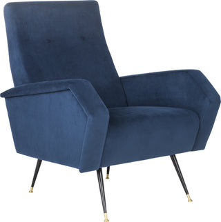 Safavieh Aida Velvet Retro Mid Century Accent Chair Navy Furniture 