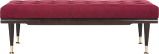 Safavieh Elita Velvet Gold Cap Bench Maroon and Espresso Furniture 