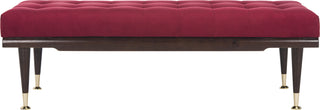 Safavieh Elita Velvet Gold Cap Bench Maroon and Espresso Furniture main image