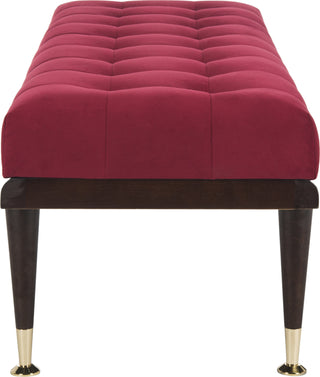 Safavieh Elita Velvet Gold Cap Bench Maroon and Espresso Furniture 