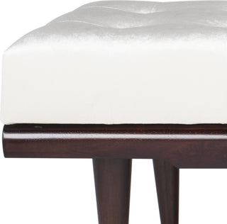 Safavieh Elita Velvet Gold Cap Bench Beige and Espresso Furniture 