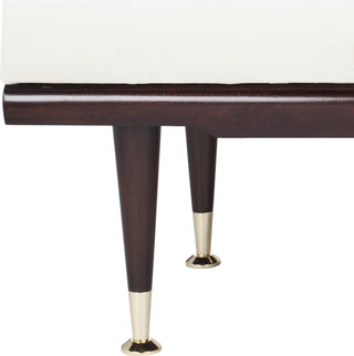 Safavieh Elita Velvet Gold Cap Bench Beige and Espresso Furniture 