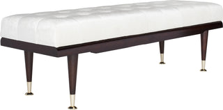 Safavieh Elita Velvet Gold Cap Bench Beige and Espresso Furniture 