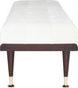 Safavieh Elita Velvet Gold Cap Bench Beige and Espresso Furniture 