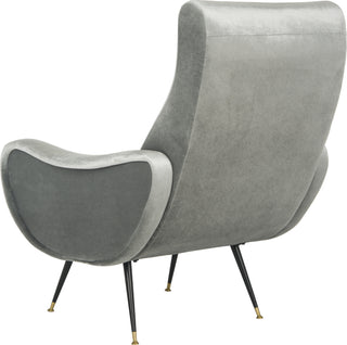 Safavieh Elicia Velvet Retro Mid Century Accent Chair Light Grey Furniture 