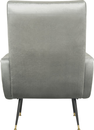 Safavieh Elicia Velvet Retro Mid Century Accent Chair Light Grey Furniture 