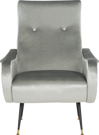 Safavieh Elicia Velvet Retro Mid Century Accent Chair Light Grey Furniture main image